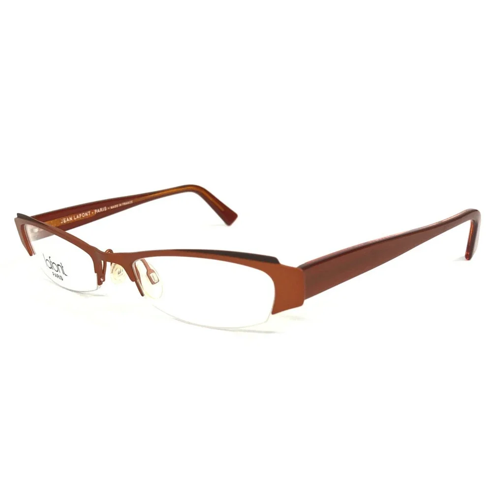 Jean Lafont Eyeglasses Frames TOPAZE 945 Brown Orange Cat Eye Half Rim 50-17-140